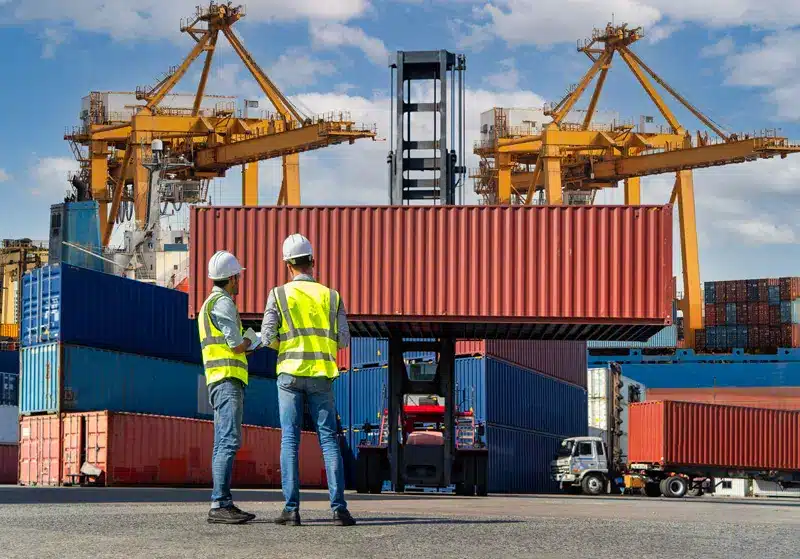 Operatori-per-le-spedizioni-marittime-controllano-le-pratiche-doganali-per-trasporti-internazionali Operatori per le spedizioni marittime controllano le pratiche doganali per trasporti internazionali